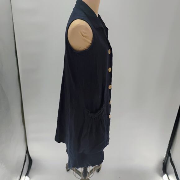 For Cynthia Linen Blend Dress Tunic Button Up Pockets Lagenlook Size Medium - Picture 9 of 12